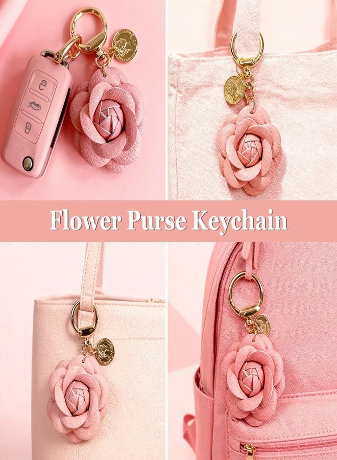 Hoheng Bag Purse Charms for Handbags White Red Flower Leather Anthropologie Keychain Birthday Gifts for Women Girls - Image 3
